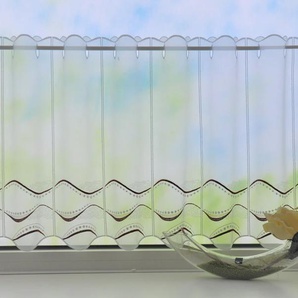Scheibengardine STICKEREIEN PLAUEN Welle Gardinen Gr. 50 cm, Stangendurchzug, 193 cm, rot (bordeaux, weiß) Scheibengardinen halbtransparent Gardine
