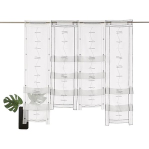 Scheibengardine WECKBRODT Selina Gardinen Gr. 120 cm, Stangendurchzug, 122 cm, schwarz (schwarz, champagner) Scheibengardinen transparent Gardine Hochraff, Gardine, Voile, Stickerei, bestickt, transparent, Raffung