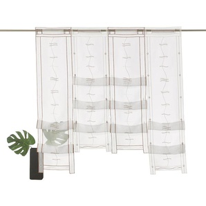 Scheibengardine WECKBRODT Selina Gardinen Gr. 120 cm, Stangendurchzug, 122 cm, braun (braun, champagner) Scheibengardinen transparent Gardine Hochraff, Gardine, Voile, Stickerei, bestickt, transparent, Raffung