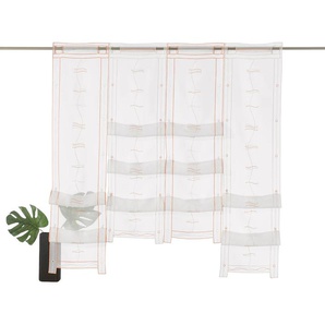 Scheibengardine WECKBRODT Selina Gardinen Gr. 120 cm, Stangendurchzug, 146 cm, orange (terra, champagner) Scheibengardinen transparent Gardine Hochraff, Gardine, Voile, Stickerei, bestickt, transparent, Raffung