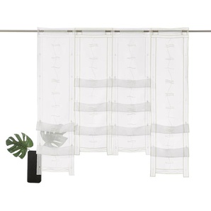 Scheibengardine WECKBRODT Selina Gardinen Gr. 120 cm, Stangendurchzug, 73 cm, grün (grün, champagner) Scheibengardinen transparent Gardine Hochraff, Gardine, Voile, Stickerei, bestickt, transparent, Raffung
