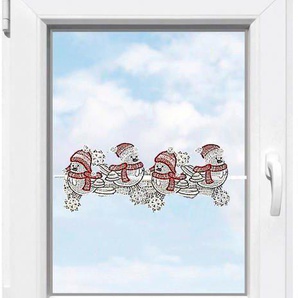 Stickereien Plauen Scheibengardine Wintervögel, Stangendurchzug (1 St), halbtransparent, Fensterdekoration Wintervögel