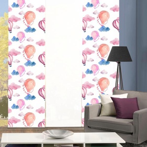 Schiebegardine HOME WOHNIDEEN BALLONS Gardinen Gr. 245 cm, Paneelwagen, 60 cm, rosa (rosé) Schiebegardinen blickdicht Schiebevorhang Digidruck 3er Set BALLONS