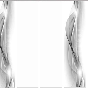 Schiebegardine HOME WOHNIDEEN NEBLANA 4er SET Gardinen Gr. 245 cm, Paneelwagen, 60 cm, grau Schiebegardinen blickdicht Dekostoff-Seidenoptik, Digital bedruckt