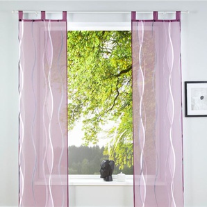 Schiebegardine MY HOME Dimona Gardinen Gr. 295 cm, Schlaufen, 57 cm, lila (beere) Schiebegardinen transparent 2er-Set, Fertiggardine, inkl. Beschwerungsstange, transparent, Wellen