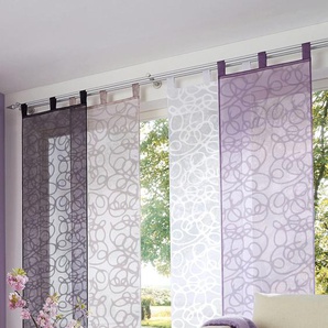 Schiebegardine MY HOME Tanaro Gardinen Gr. 245 cm, Schlaufen, 57 cm, weiß Schiebegardinen halbtransparent Fertiggardine, inkl. Beschwerungsstange,