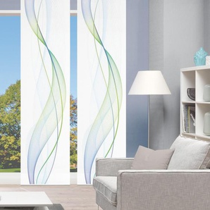 Schiebegardine VISION S 2ER SET HEIGHTS Gardinen Gr. 260 cm, Paneelwagen, 60 cm, blau (blau, grün) Schiebegardinen halbtransparent HxB: 260x60, Schiebevorhang 2er Set Digitaldruck