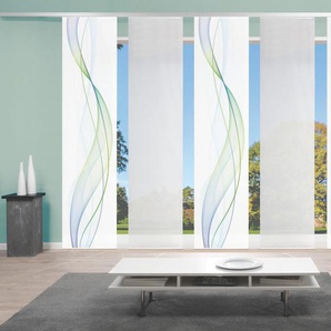 Schiebegardine VISION S 5ER SET HEIGHTS Gardinen Gr. 260 cm, Paneelwagen, 60 cm, blau (blau, grün) Schiebegardinen halbtransparent HxB: 260x60, Schiebevorhang 5er Set Digitaldruck