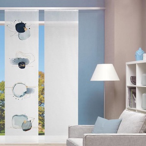 Schiebegardine VISION S SCHIEBEVORHANG DIGITALDRUCK BAMBUS-OPTIK MANCHAS Gardinen Gr. 260 cm, Paneelwagen, 60 cm, blau Schiebegardinen halbtransparent DIGITALDRUCK - INDIVIDUELL KÜRZBAR
