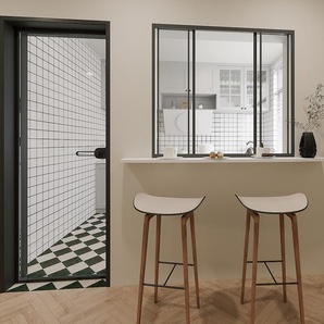 Schiebeglaswand - 120 x 105 cm - thermolackiertes Aluminium - Schwarz - RAVENA