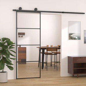 Schiebetür Aluminium und ESG Glas 76x205 cm Schwarz