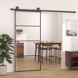 Schiebetür Aluminium und ESG Glas 90x205 cm Schwarz