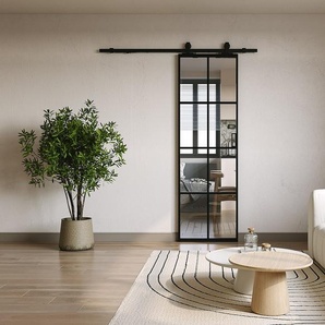 Schiebetür mit Laufschienensystem - Aluminium & Sicherheitsglas - 205 x 93 cm - WILDEN II