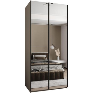 Schiebetürenschrank 140cm mit Spiegel LUXO 2 eiche Artisan+schwarz