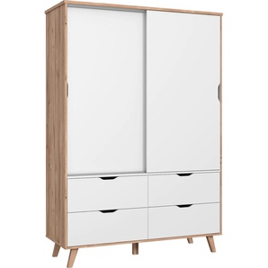 Schiebetürenschrank FORTE Vankka Schränke Gr. B/H/T: 139,4 cm x 201,5 cm x 52,7 cm, 2 St., weiß (planken eiche, weiß) Baby Kinderschrank Schiebetürenschrank Kinderschränke