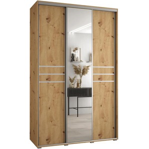 Schiebetürenschrank mit Spiegel CONTES 11 120 cm 45 cm Eiche artisan+schwarz