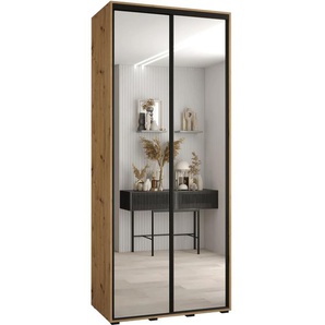 Schiebetürenschrank mit Spiegel CONTES 2 140 cm 45 cm Weiß+silber