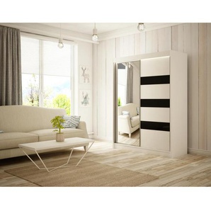 Schiebetürenschrank mit Spiegel LOTUS 200 cm Schwarz