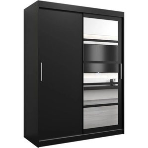 Schiebetürenschrank mit Spiegel ROSSA 120 cm Schwarz