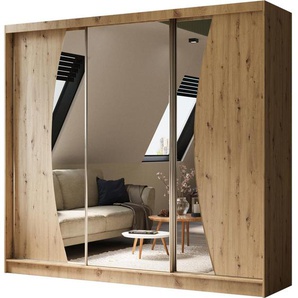 Schiebetürenschrank mit Spiegel und Schubladen VOX II 200 cm Graphit