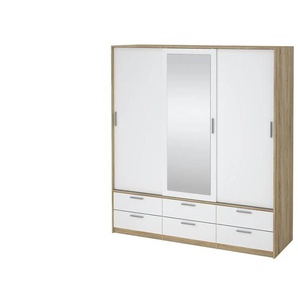 Schiebetürenschrank - weiß - Materialmix - 181,4 cm - 200 cm - cm 60,3 | Möbel Kraft