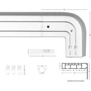 Schienensystem GARESA Kunststoffschiene mit Blende Gardinenstangen Gr. L: 210 cm, 2 läufig, braun (nussbaum) Gardinenschienen seitlich mit 2 Rundbögen (kein Spalt zwischen Vorhang und Wand)