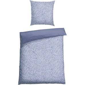 Schiesser Wendebettwäsche Leaves aus weicher Baumwolle mit schlichtem Botanikprint, Renforcé, 2 teilig, Made in Green