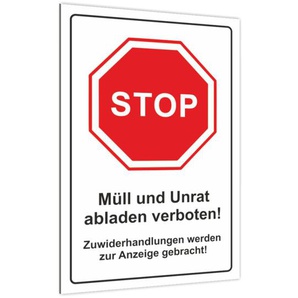 Schild Hinweisschild Müll und Unrat abladen verboten 3 mm Alu-Verbund