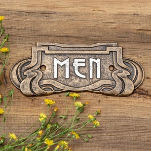 Schild Men, Herren-WC-Schild, Toilettenschild, Jugendstil, Gusseisen