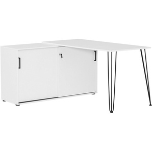 Schildmeyer Eckschreibtisch Ekko, Breite 130 cm, Metallbeschläge, Haarnadelfüße, Tischplatte beliebig montierbar