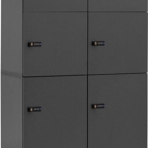 Schildmeyer Garderoben-Set Locked Spind Schrank Set mit 4 Spinden, (4-St), 2x Spind mit 1 Tür, 2 x Spind mit 2 Türen, Made in Germany