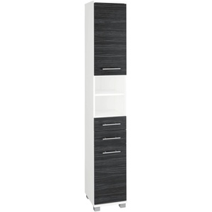 Hochschrank SCHILDMEYER Emmi Schränke Gr. B/H/T: 30 cm x 194 cm x 32,5 cm, 2 St., grau (weiß, zebrino grau) Bad-Hochschränke Hochschrank Schränke Breite 30 cm, Metallgriffe, mit 2 Schubkästen
