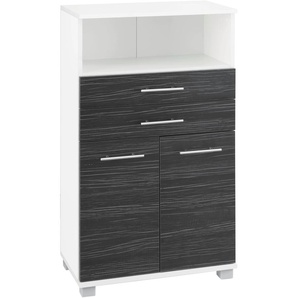 Midischrank SCHILDMEYER Emmi Schränke Gr. B/H/T: 60 cm x 110,5 cm x 32,5 cm, 2 St., grau (weiß, zebrino grau) Bad-Midischränke Midischrank Hochschrank Schränke Breite 60 cm, Metallgriffe, mit 2 Schubkästen