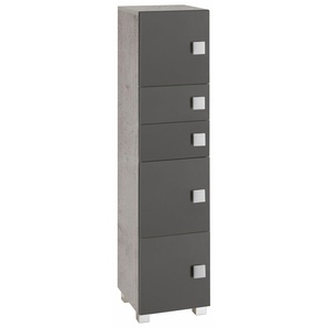 Midischrank SCHILDMEYER Quadra Schränke Gr. B/H/T: 33 cm x 133,5 cm x 34,5 cm, 3 St., grau (steingrau, basaltgrau) Bad-Midischränke Midischrank Hochschrank Schränke