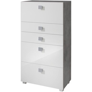 Midischrank SCHILDMEYER Quadra Schränke Gr. B/H/T: 65 cm x 133,5 cm x 34,5 cm, weiß (steingrau, weiß) Bad-Midischränke Midischrank Hochschrank Schränke