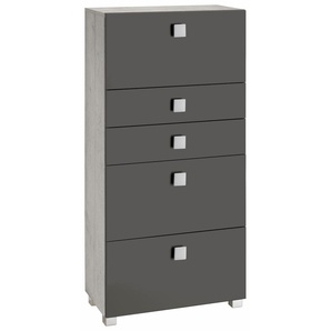 Midischrank SCHILDMEYER Quadra Schränke Gr. B/H/T: 65 cm x 133,5 cm x 34,5 cm, grau (steingrau, basaltgrau) Bad-Midischränke Midischrank Hochschrank Schränke