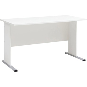 Schreibtisch SCHILDMEYER Serie 200 Tische Gr. B/T: 140 cm x 65 cm, weiß (weiß, weiß, silber, weiß) Schreibtische
