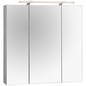 Schildmeyer Spiegelschrank Dorina, mit höhenverstellbaren Glasböden made in Germany Breite 70 cm, 3-türig, LED-Beleuchtung, Schalter-/Steckdosenbox