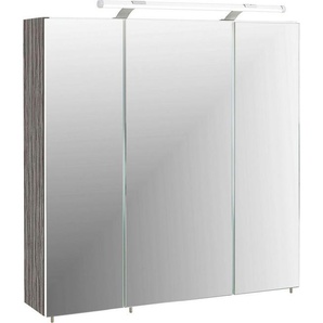 Schildmeyer Spiegelschrank Dorina, mit höhenverstellbaren Glasböden made in Germany Breite 70 cm, 3-türig, LED-Beleuchtung, Schalter-/Steckdosenbox