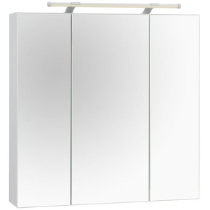 Schildmeyer Spiegelschrank Dorina, mit höhenverstellbaren Glasböden made in Germany Breite 70 cm, 3-türig, LED-Beleuchtung, Schalter-/Steckdosenbox