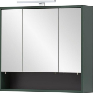 welltime Spiegelschrank Kent Badmöbel. Breite 70 cm, LED-Beleuchtung und Schalter-/Steckdosenbox