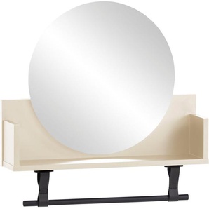 Schildmeyer Wandregal Lovund, Breite 59 cm, Mit Kleiderstange aus Kunststoff und runder Spiegelfläche