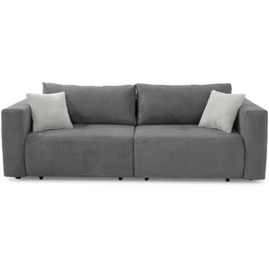 Schlafcouch Verwandlung Big-Sofa zum Ecksofa Schlaffunktion Bettkasten Cord Grau / 15241