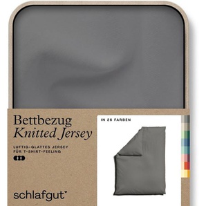 Schlafgut Bettbezug Knitted Jersey uni, aus Bio-Baumwolle mit Elasthan, Reißverschluss, (1 St), bügelfrei, Mix & Match Bettwäsche: passender Kissenbezug erhältlich