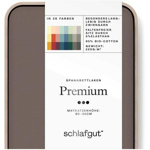 Schlafgut Spannbettlaken Premium, Mako-Zwirn-Jersey, Gummizug: rundum, (1 Stück), Zero Waste Verpackung, PREMIUM Qualität