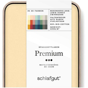Schlafgut Spannbettlaken Premium, Mako-Zwirn-Jersey, Gummizug: rundum, (1 Stück), Zero Waste Verpackung, PREMIUM Qualität