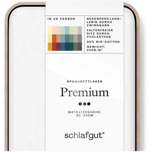 Schlafgut Spannbettlaken Premium, Mako-Zwirn-Jersey, Gummizug: rundum, (1 Stück), Zero Waste Verpackung, PREMIUM Qualität