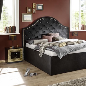 Bett SCHLAFKONTOR Eliza Betten Gr. Liegefläche B/L: 180 cm x 200 cm Betthöhe: 38 cm, kein Härtegrad, goldfarben (schwarz, abgesetzt gold) Betten mit Bettkasten im Barock-Stil