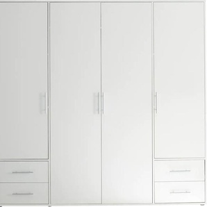 Kleiderschrank SCHLAFKONTOR Valencia Schränke Gr. B/H/T: 206 cm x 195 cm x 60 cm, 4 St., weiß (weiß, weiß) Textil-Kleiderschränke