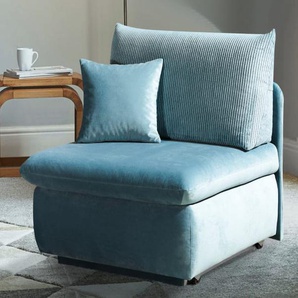Schlafsessel Etta, Cord in blau, Liegefläche ca. 80 x 196 cm